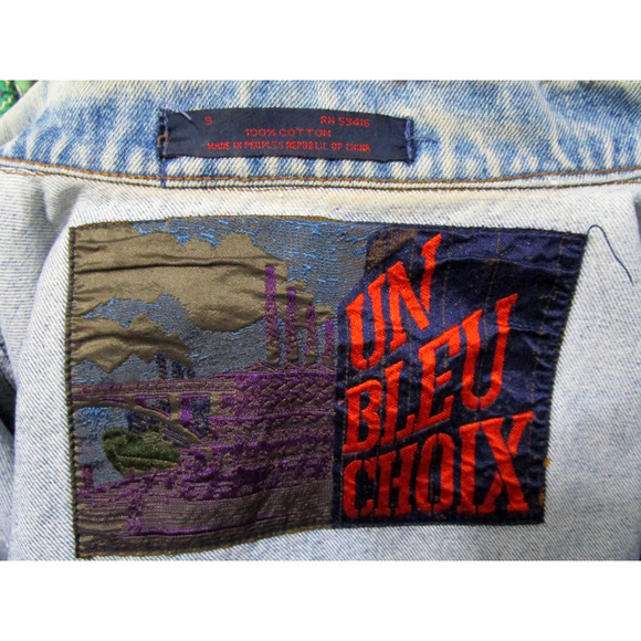 VTG 80s-90s Un Bleu Choix Oversize Denim Jacket Men Sz S - Picture 11 of 12